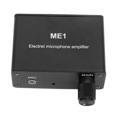 조정 가능한 게인 일렉트렛 마이크 앰프 5mm 입력 사운드 프리앰프 ME1 바이어스 내장 출력 인터페이스 20dB DC5 12V 전원 공급 장치