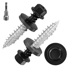 웬실론 # 316 * 1 98PCS 1lbs 블랙 육각형 금속 시트 루프 나사 10 EPDM 와셔 및 셀프 탭핑 포함 금속에서 목재 골판지 지붕에 사용됨. 5 25mm