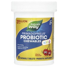 Nature's Way Primadophilus 어린이용 프로바이오틱 츄어블 만 2세 이상 체리 맛 30억CFU 츄어블 30정, 6개