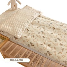 嬰兒純棉花床墊 寶寶秋冬加厚床褥墊 幼兒園兒童鋪被墊子 叢林小兔薄棉, 60x100cm, 1個