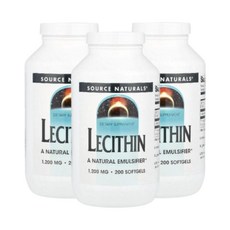 SourceNaturals Lecithin 레시틴 1200mg 200소프트젤 3개 대두, 200정
