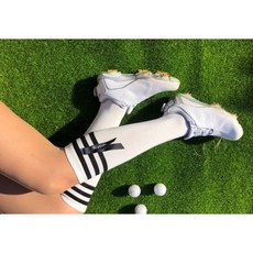 The Golf Salon 스트라이프 리본 골프 양말 반스타킹, 1개, 화이트