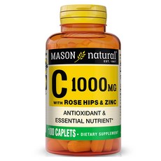 Mason Naturals 含C 1000毫克玫瑰果與鋅的錠劑, 1個, 100錠