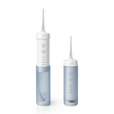 [미국 FDA 승인] 클래파 항균소재 휴대용 구강세정기 + 팁 2개 + 휴대용 파우치, 화이트&블루, BWF-200T