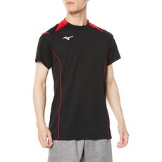 배구 웨어 게임 셔츠 반소매 땀 흡수·빠른 건조 주니어용 V2MA2111 유니섹스 블랙×차이니스 레드 XS
