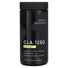 스포츠리서치 CLA 1250 1250mg 180캡슐 공액리놀레산 과 조절 체중 운동 감소, 180정, 1개