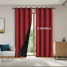 2 패널 현대 솔리드 100% 블랙 아웃 커튼 거실 침실 어린이 방 그로멧 탑 커튼 용 창 커튼