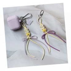 마크라메 비즈 키링 만들기 세트 공예 키트 가방 열쇠 고리 스트랩 핸드메이드, 6.핑크