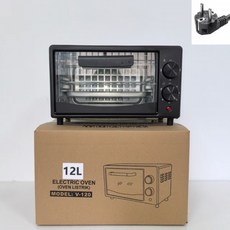 소형 가정용 전기오븐 25L 미니오븐 베이킹 2단 조절 다기능 오븐레인지, 12L 블랙 유럽 표준 오븐