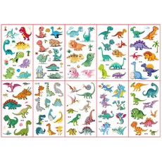 전제품 (10장세트)KC인증 어린이 타투스티커 캐릭터 판박이, B공룡, 1개