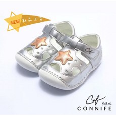 可妮妃 寶寶學步涼鞋 銀色星星 軟底止滑鞋底
