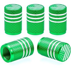 MEAJOO 미국 국기 타이어 밸브 스템 캡 5개 프리미엄 합금 휠 커버 부식 방지 누출 자동차 SUV 자전거 트럭 및 오토바이용 범용 (그레이) 250553, 5 pcs, 초록색