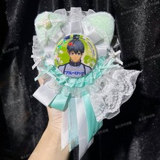 可愛貓耳朵蕾絲長尾吧唧托55-75mm穀美徽章托diy二次元痛包裝飾物, 浪漫婚禮長尾吧唧托【淺綠色】, 1個