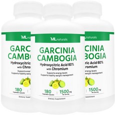 [미국빠른직구] 신제품 마이라이프 내추럴스 가르시니아 캄보지아 1500mg (HCA 60%), 3개, 180정