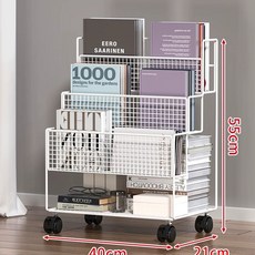 학습트롤리 철제 이동식 북웨건 책상 1단 블랙 북트롤리 3단 고정식 / 중형, 1개, F. 화이트 4겹 미디엄