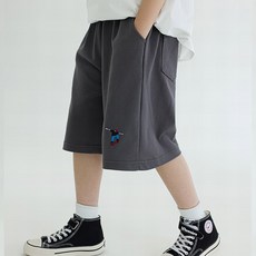 베비포 초등 중등 자수포인트 루즈핏 밴딩반바지 BV6