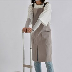 앞치마 캔버스 방수 앞트임 편안한 캐주얼 어린이집 카페 공방 미술 네일샵 다용도 판촉물 인쇄가능, 연브라운