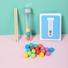 兒童益智玩具 數字運算夾珠子配對遊戲 蒙特梭利教具, 1個, 試管玩法21顆珠子+筷子