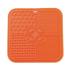 베스토 11 가지 색상 주걱이있는 애완 동물 느린 먹이 매트 실리콘 흡입 컵 개 고양이 증가 먹는, Orange