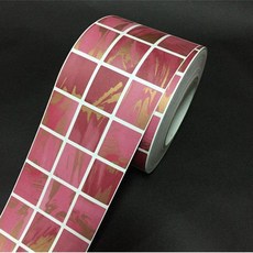 新品 防水踢腳線腰線自粘地角線門框貼紙客廳波導窗臺邊衛生間瓷磚牆貼 副廠商品, 玫紅格子, 10cm寬, 1個