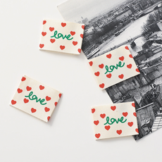 릴리패브릭 면라벨 댄디 그린레드 러브 장식 라벨, 4개, 혼합