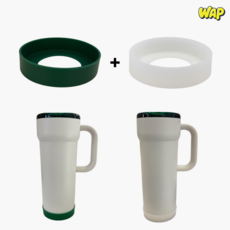WAP 1+1 스타벅스 스탠리 텀블러 호환 단테 탱크 미끄럼방지 바닥커버, 1세트, 7.5cm 반투명+그린
