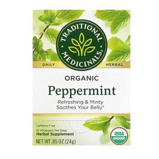 Traditional Medicinals 유기농 페퍼민트 카페인 무함유 포장 티백 24g(0.85oz), 1개, 16개입, 24g
