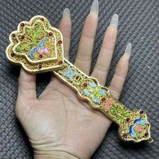 巨匠工廠 鎏金掐絲琺瑯如意 做工精細器型完美 廚房精美裝飾, 1個, 鎏金掐絲琺瑯如意 做工精細器型完美尺寸如