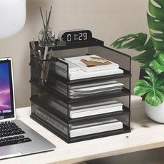 모의고사보관함 지류함 A3 정리함 서류 데스크 가로 정리 모의고사 1 더블 메쉬 국풍 4단 (세로 블랙 트리플