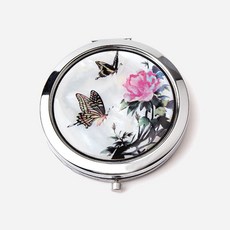 나전칠기 손거울 담화나비 자개 원터치 휴대용 화장거울 전통공예 여성 답례품, 한지포장 - 1개비용
