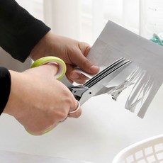 파쇄 가위 스텐레스 5중날 채칼가위 택배송장 컷팅가위, 파쇄가위, 1개