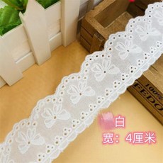無品牌 棉布花邊 刺繡蕾絲花邊 DIY手工裝飾, 寬4cm白色,1米, 1個