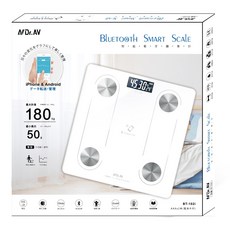 N/Dr.AV 智能藍牙體重計，手機App數據同步，纖薄圓角設計，全家共享健康管理, 白色, 1個, BT-102i