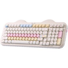 윤지 C98 무선 기계식 키보드 숫자패드 포함 99키 BT5.02.4GUSBC 핫스왑 가스켓 마운트 PBT MOA 키캡 맞춤형 RGB 귀여운 케이크 윈도우맥용 (보라색 밀크 V, YUNZII Beige, Candy Linear Switch