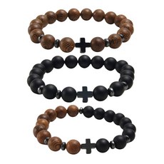 묵주 팔찌 성당 나무 세례선물 천주교 남자 1단 가톨릭 천주교용품, 블랙, 1개