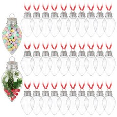 Kingrol 30팩 채울 수 있는 전구 장식 8.6cm(3.4인치) 투명 비산 방지 플라스틱 크리스마스 장식품 나사 캡 포함 트리 파티 선물 예술 및 공예 용품용 29, Kingrol 30팩 채울 수 있는 전구 장식, 8.6
