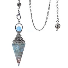 [水晶專賣24h出貨] 水晶碎石靈擺 六角椎水晶靈擺 冥想 水晶 占卜 玉石 白水晶 粉水晶 紫水晶, 149水晶碎石靈擺:海藍寶, 藍色