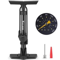 자전거 바닥 펌프 게이지가 있는 고압 160 Psi가 에어 Presta Schrader 밸브가 타이어 휴대용 핸드 펌프 자전거 로드 바이크 MTB E-바이크 볼(블랙) 1, Black, 1개