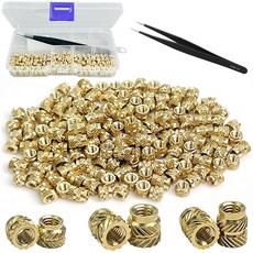 150개 나사 삽입체 M3-4*5 5*5 6*5 황동 톱니 너트 프레스 너트 합금 나사식 커넥터 나사 소켓 3D 프린팅 부품 및 플라스틱 부품용 나사 삽입체 1 x 핀셋