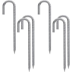 트램펄린 펜스 캠핑 텐트용 철근 스테이킹 12인치 6팩 텐트 헤비 듀티 메탈 J 후크6 J-12 x 516 실버, 6, J-12"x5/16" silver