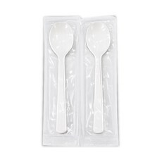 18cm 개별포장 화이트 롱스푼 100개 컵빙수용 디저트용 백색 위생숟가락 빙수숟가락, 1개, 100개입