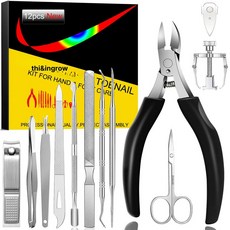 손톱정리기 네일 클리퍼 세트 스테인레스 스틸, 아테네스블랙 디럭스 12종 부모님선물, 기본 색상