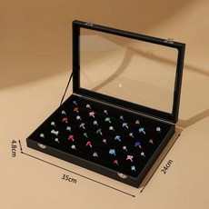 防塵首飾收納盒 戒指耳環飾品展示盒, 1個, 黑色橫條戒指, 黑色, 橫條戒指