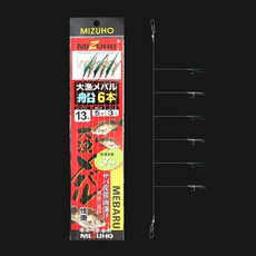 미즈호 6단 간장어피 열기 볼락 외줄채비 묶음바늘 카드채비 선상낚시 낚시채비 묶음채비 낚시바늘 낚시용품, 1개