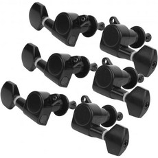 6개 기타 잠금 튜너 잠금 줄 조율 키 페그 기계 헤드 교체용 전기 기타용(골드), 검정