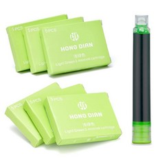 아스빈 홍디안 만년필 보라색 잉크 카트리지 30개 세트 리필 3.4 mm 구경 지름, 연한 초록