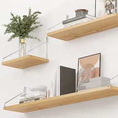 위시월드 무타공 인테리어 무지주 벽선반 3종세트, 우드