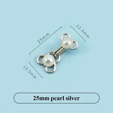 중국 슬레 메탈 후크 버튼 칼라 장식용 고정 장치, 1개, 2. 25mm silver