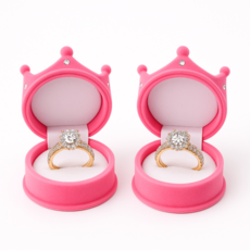 쭈비쭈비 1+1 반지함 세트 벨벳 반지케이스 보관함 악세사리 케이스, 1개, 1+1 왕관진핑크