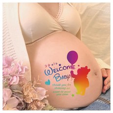 임신 사진 스티커 바디 페인트 타투 스티커 아기 남자 아이 여자 아이 라인아트 I5Ⅱ 심플 귀엽고 세련된 선물 출산 축하 마타니티 스티커 임산부 배 셀프 포토 임신 사진 스티커 붙